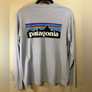 Patagonia Men's Long-Sleeved P-6 Logo Responsibili-Tee in blue Medium